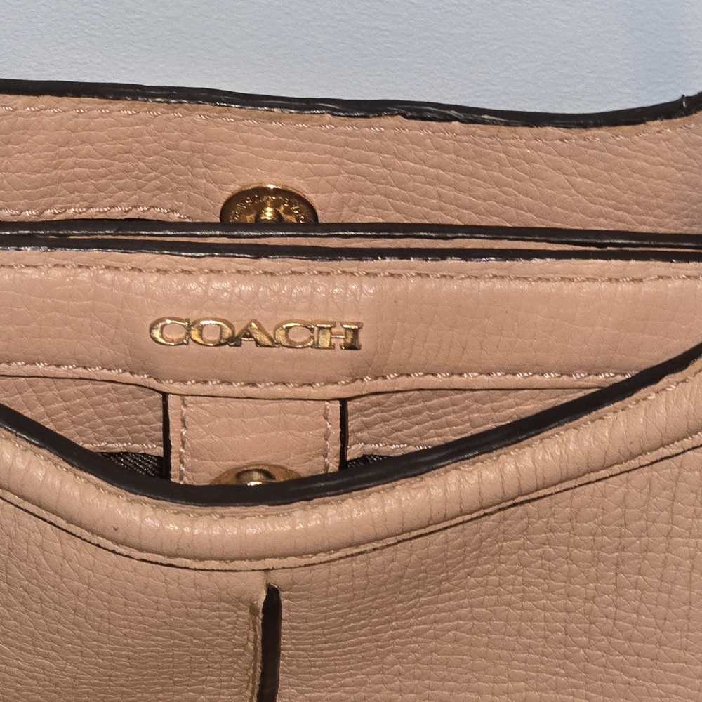 COACH Madison Caroline Peach/Nude Satchel Textured Leather Handbag Rare Retired - Picture 2 of 14